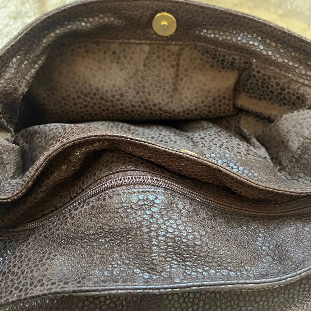 Vintage Desmo Made in Italy Brown Soft Leather Hobo Bucket Bag with Dot Pattern